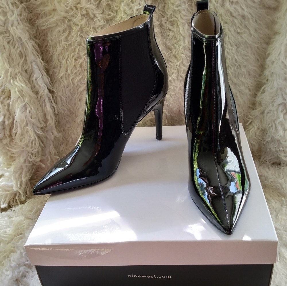 Nine West Joliee ankle booties black patent NIB sz 8.5 unavailable online